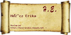 Hécz Erika névjegykártya