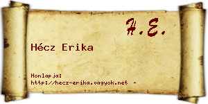 Hécz Erika névjegykártya
